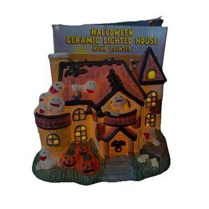 Vintage Halloween Haunted House Ceramic Mansion‎ Light Up Ghosts Spooky BULB
